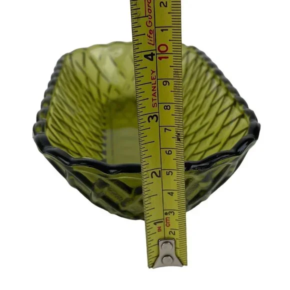 Vintage Indiana Glass Co Avocado Green Celery Dish Pretzel Pattern - Picture 9 of 11